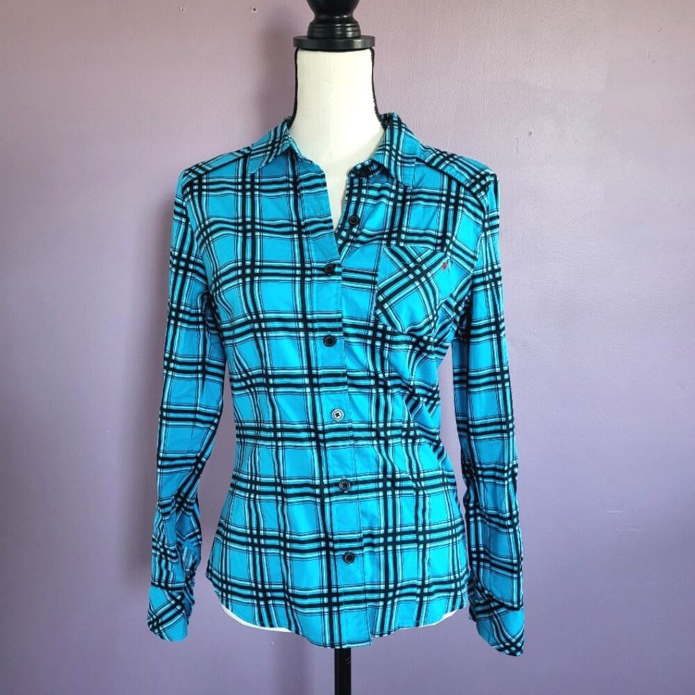 Super Low Fat Vintage Early 2000s Emo Skater Long Sleeve Plaid Button Down Shirt